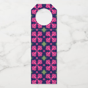 Geometric Pink Floral Petals Abstract pattern Bottle Tag