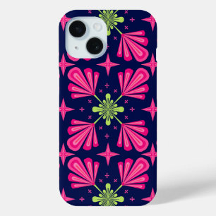 Geometric Pink Floral Petals Abstract pattern iPhone 15 Case