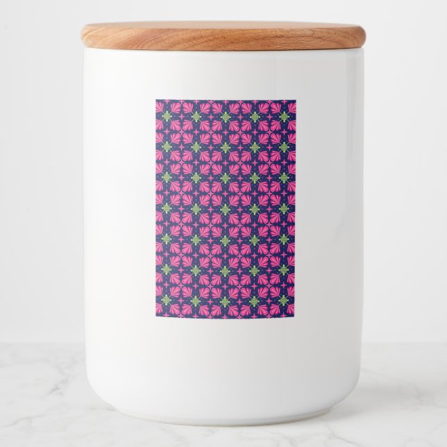 Geometric Pink Floral Petals Abstract pattern Food Label (Front)