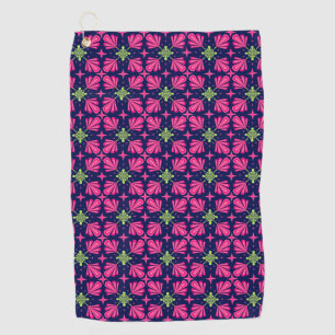 Geometric Pink Floral Petals Abstract pattern Golf Towel