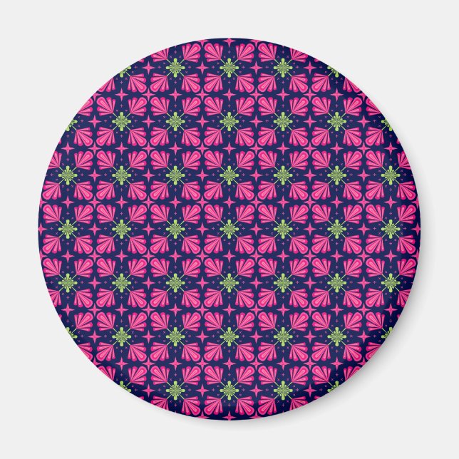 Geometric Pink Floral Petals Abstract pattern Magnet (Front)