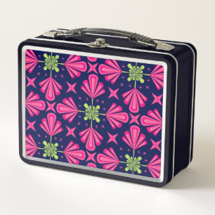 Geometric Pink Floral Petals Abstract pattern Metal Lunch Box