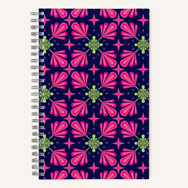 Geometric Pink Floral Petals Abstract pattern Notebook (Front)