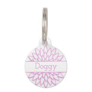 Geometric Pink  Flower Pet Tag