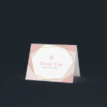Geometric Pink & Gold Bat Mitzvah Thank You Card<br><div class="desc">This modern and chic Bat Mitzvah thank you card features a white background with faux gold geometric frames in pink. Personalise it for your needs. You can find matching products at my store.</div>