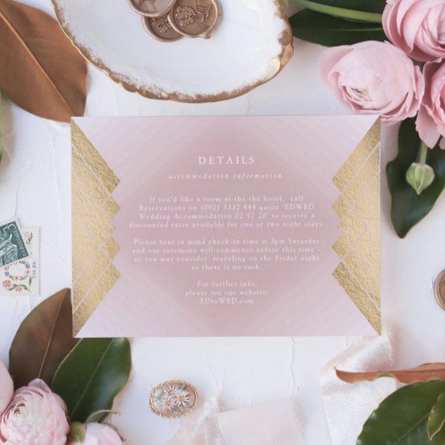 Geometric Pink Gold Foil Wedding Enclosure Card (Creator Uploaded)