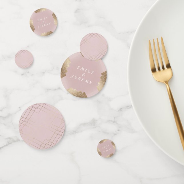 Geometric Pink Gold Gatsby Wedding Confetti (Group)