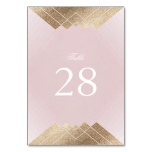 Geometric Pink Gold Gatsby Wedding Table Numbers