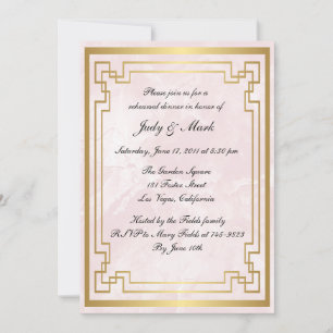 Geometric Pink Marble Wedding Rehearsal Dinner Invitation