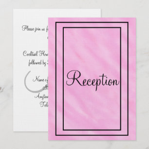 Geometric Pink Watercolor White Reception Monogram Invitation