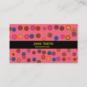 Geometric pink yellow circle pattern modern trendy business card