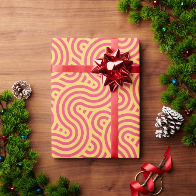 Geometric Pink Yellow Minimal Pattern Wrapping Paper (Holiday Gift)