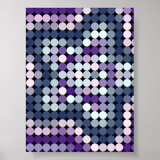 Geometric Pixel Dot Mosaic Abstract Purple Fractal Poster
