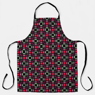 Geometric plaid green red black stripes  apron