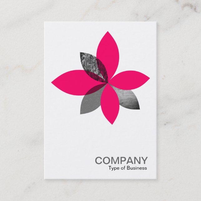 Geometric Plant Flower - Neon Red Business Card (Front)
