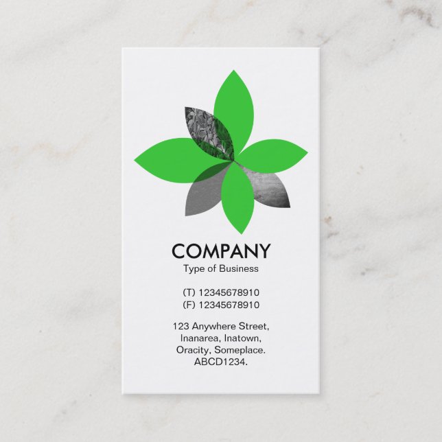 Geometric Plant Flower - Spring Green Business Card (Front)