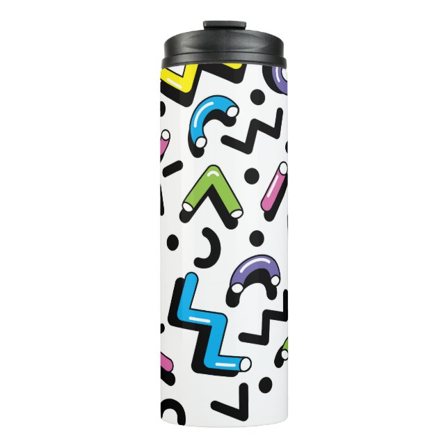 Geometric Play: Doodle Shapes Pattern Thermal Tumbler (Front)