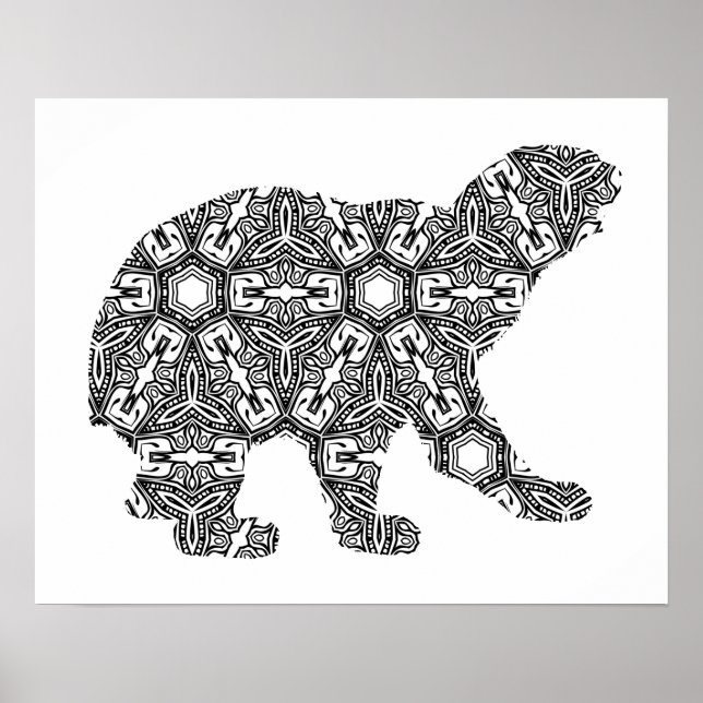 Geometric Polar Bear Art Adult Colouring Page Poster (Front)