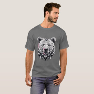 Geometric Polygonal Bear Face Illustration T-Shirt