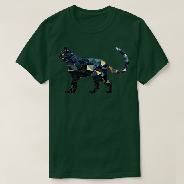 Geometric Polygonal Triangles Pattern Cat Gifts Fu T-Shirt (Design Front)