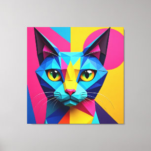 Geometric Pop Art Cat Canvas Print