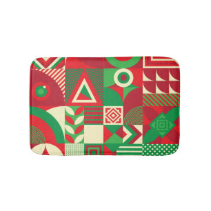 Geometric Pop: Colourful Abstract Tiles. Bath Mat