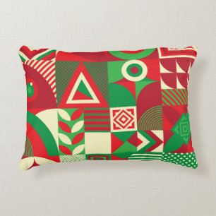 Geometric Pop: Colourful Abstract Tiles. Decorative Cushion