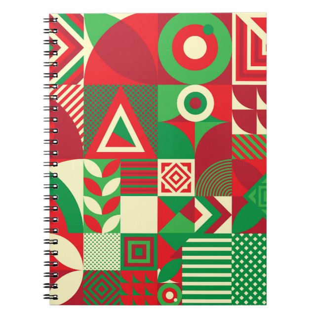 Geometric Pop: Colourful Abstract Tiles. Notebook (Front)