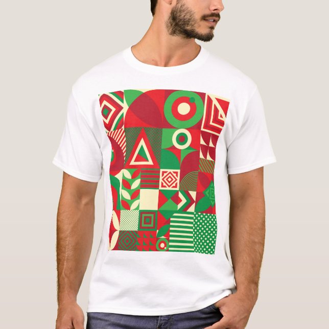 Geometric Pop: Colourful Abstract Tiles. T-Shirt (Front)