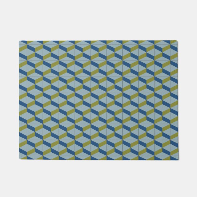 Geometric Portuguese tiles pattern in soft colours Doormat (Front)