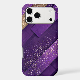 Geometric Purple and Gold Glitter Abstract