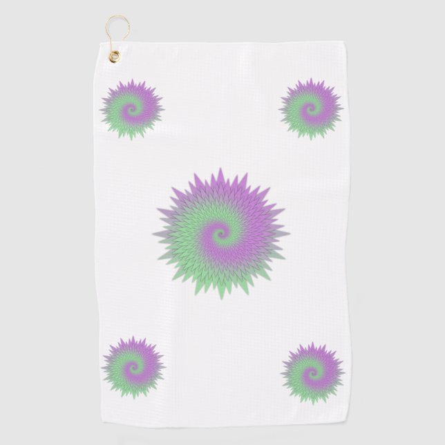 Geometric Purple and Green Golf Towel (Front)