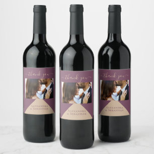 Geometric Purple Personalised Custom Wedding Wine Label