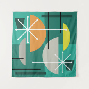 Geometric Quadrants Abstract Art Tapestry