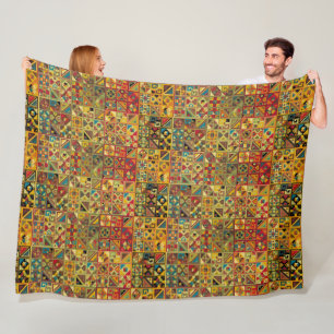 Geometric Quilt Pattern (Aztec, Mayan, Egyptian) Fleece Blanket