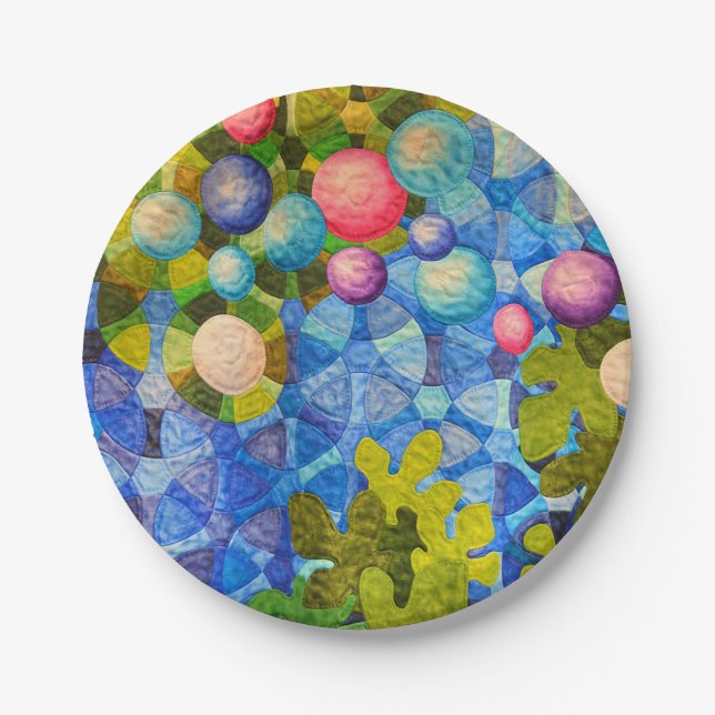 Geometric Quilt Pattern Paper Plate (Front)