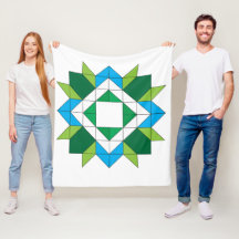 Geometric Quilt Star Mosaic Pattern Blue Green Fle