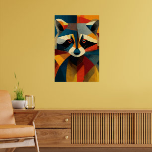 Geometric Racoon Portrait Poster