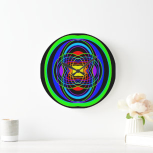 Geometric rainbow colors shapes  large clock