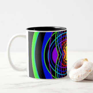 Geometric rainbow colors shapes Two-Tone coffee mug