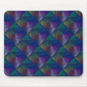 Geometric Rainbow Design on Blue Mouse Pad