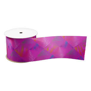 Geometric Rainbow Design On Pink Satin Ribbon