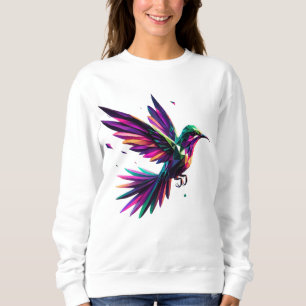 Geometric Rainbow Hummingbird - Vibrant Modern Art Sweatshirt