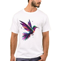 Geometric Rainbow Hummingbird - Vibrant Modern Art
