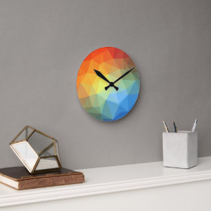 Geometric Rainbow Kaleidoscope Round Clock