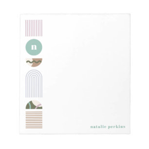 Geometric Rainbow Monogram Notepad - Green