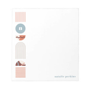 Geometric Rainbow Monogram Notepad - Orange