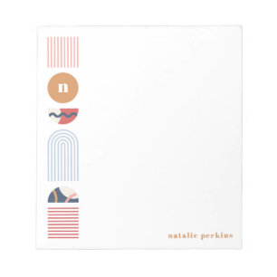 Geometric Rainbow Monogram Notepad - Red