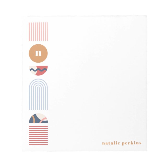 Geometric Rainbow Monogram Notepad - Red (Front)