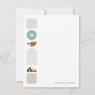 Geometric Rainbow Monogram Stationery - Green